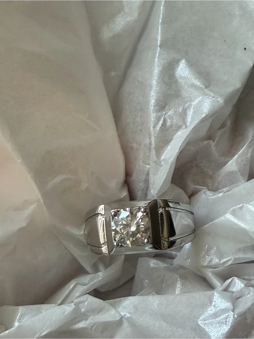 Sterling Silver Men's Solitaire ring Moissanite 1.0 Ct size8